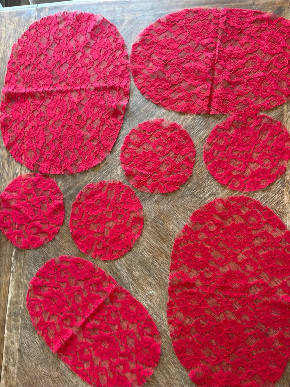 Vintage Red and Cream Lace Doilies and Placemats